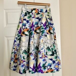H&M Floral A-Line Midi Skirt